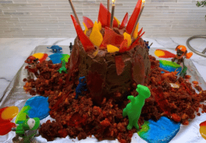 How to make a dinosaur volcano cake